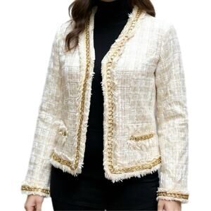 NWT Tweed Blazer - Cropped w/ Gold Chain - Classic Sophisticated - Size M